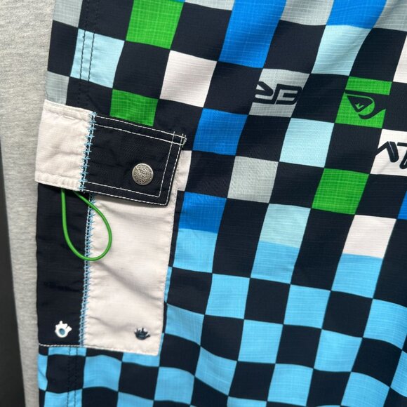 VTG 90s Quicksilver Board Shorts Men 38 Checkerboard Drawstring Surf Sportswear - Picture 4 of 13